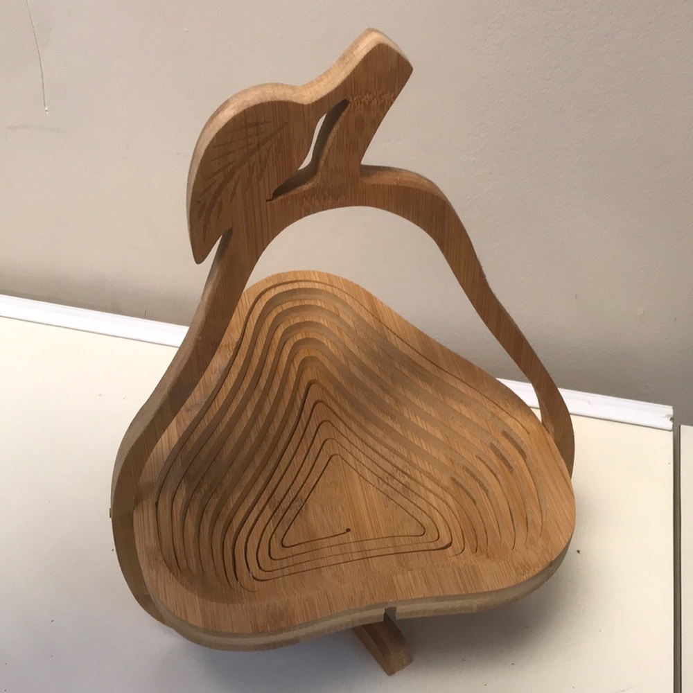Wooden Pear Shaped Collapsible Basket